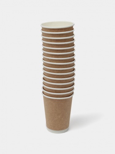 Двухслойный крафт бумажный стакан с технологией ThermoCup 500 мл для кофейных напитков, коктейлей 90*62*157 мм