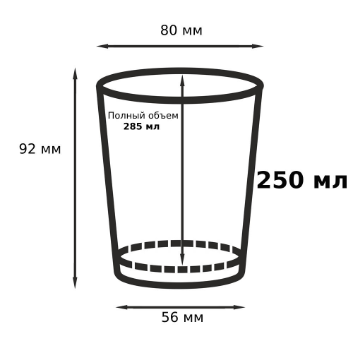 Двухслойный белый бумажный стакан с технологии ThermoCup 250 мл для для чая, кофе, воды 80*56*92 мм