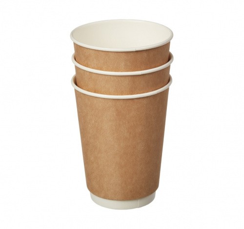 Двухслойный крафт бумажный стакан с технологией ThermoCup 500 мл для кофейных напитков, коктейлей 90*62*157 мм