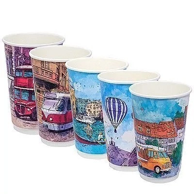 Двухслойный бумажный стакан "Big City Life" с технологией ThermoCup 400 мл для кофейных напитков, коктейли 90*60*135 мм